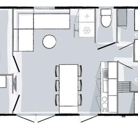 Le plan intérieur du mobile-home 31m² VIP